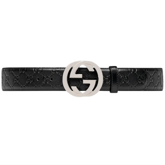 GUCCI Interlocking G Signature Leather Belt - Picture 1 of 10